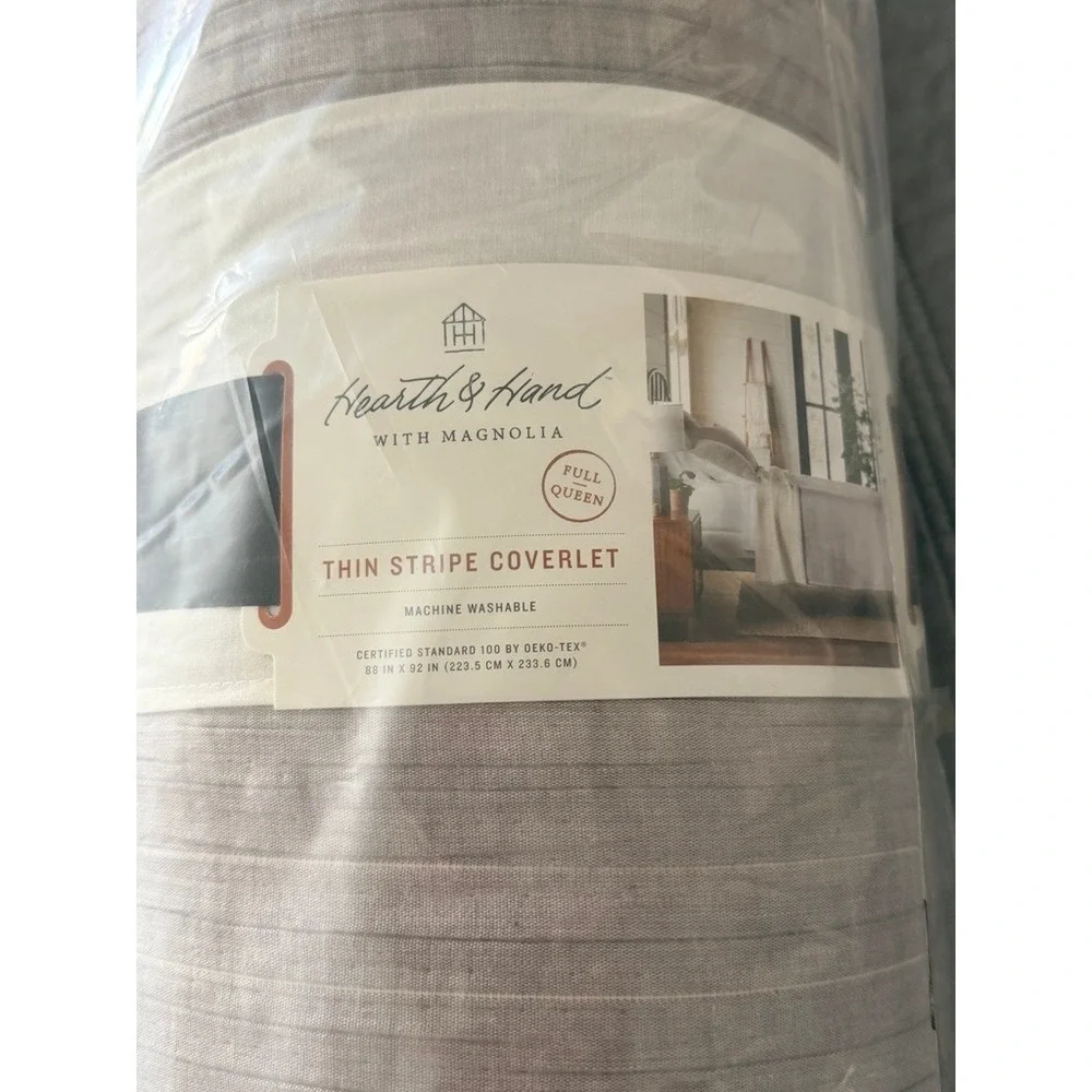 Hearth & Hand with Magnolia Coverlet‎ – Full/Queen Gray Cream Stripe (NWT)